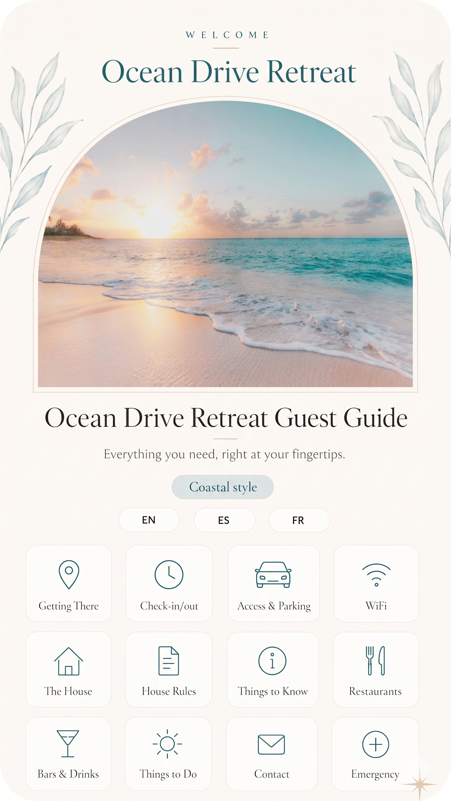 Ocean Drive Retreat guest guide — Coastal style